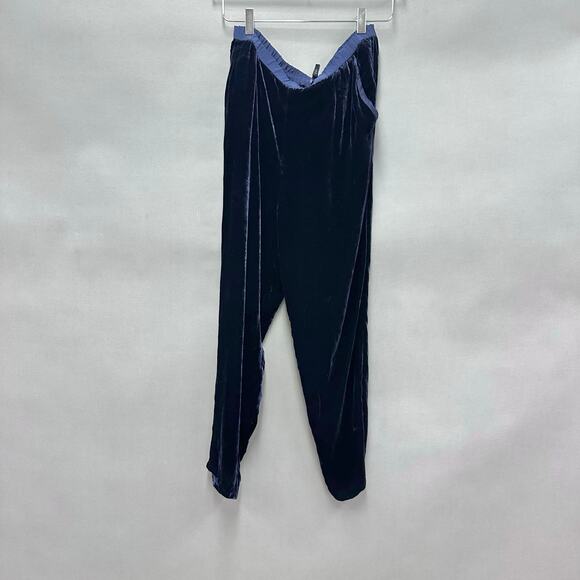 Eileen Fisher navy silk/rayon velvet wide leg crop pull on pant size small - Picture 13 of 14